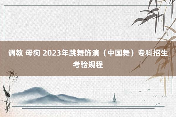 调教 母狗 2023年跳舞饰演（中国舞）专科招生考验规程