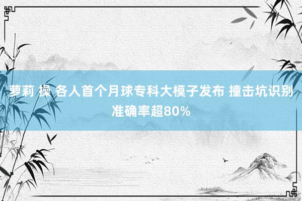 萝莉 操 各人首个月球专科大模子发布 撞击坑识别准确率超80%