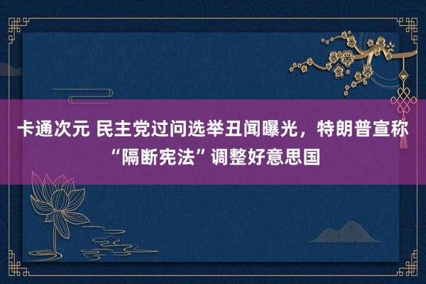 卡通次元 民主党过问选举丑闻曝光，特朗普宣称“隔断宪法”调整好意思国