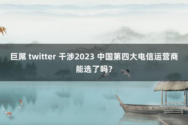 巨屌 twitter 干涉2023 中国第四大电信运营商能选了吗？