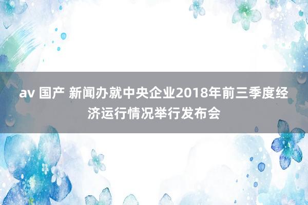 av 国产 新闻办就中央企业2018年前三季度经济运行情况举行发布会