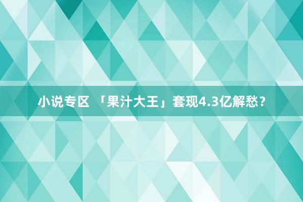 小说专区 「果汁大王」套现4.3亿解愁？